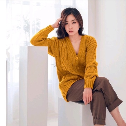 BEST SELLER CABLE CARDY KARDIGAN RAJUT KEPANG WANITA JUMBO CARDIGAN KANCING OVERSIZE KEKINIAN KOREAN