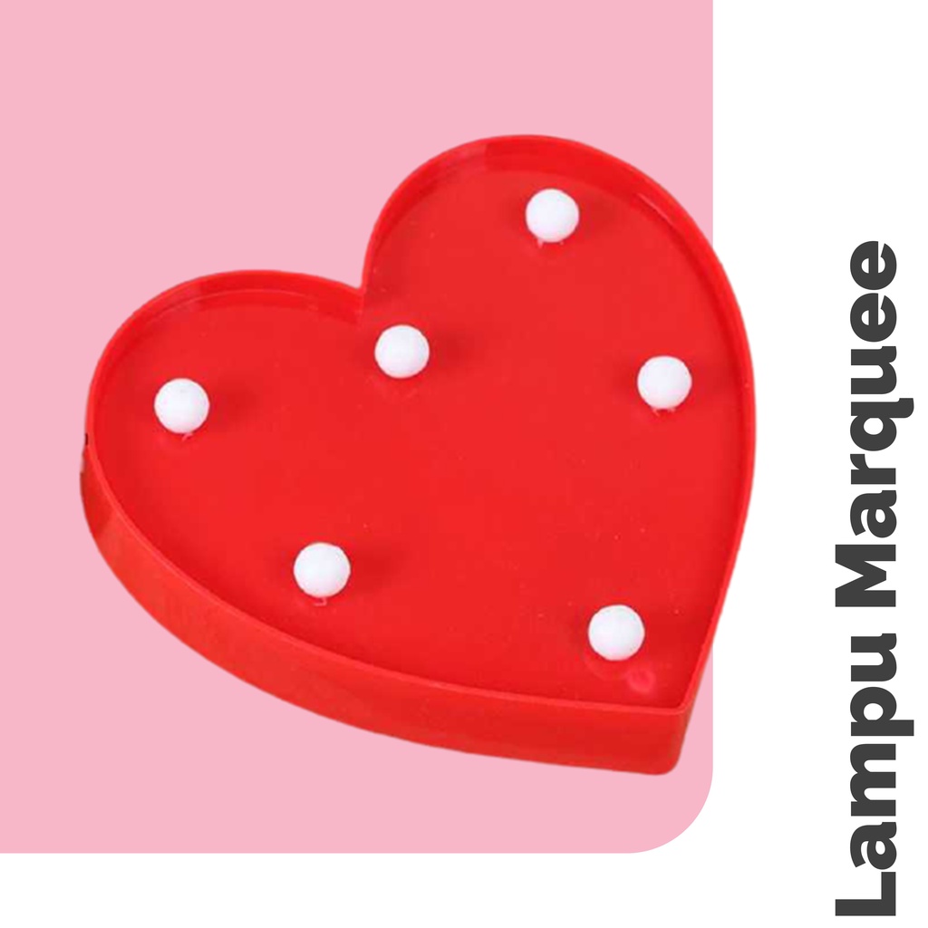 Lampu Marque Love Lope Hias Dekorasi Aesthetic Marquee Hati / Heart Merah Light LED Kamar