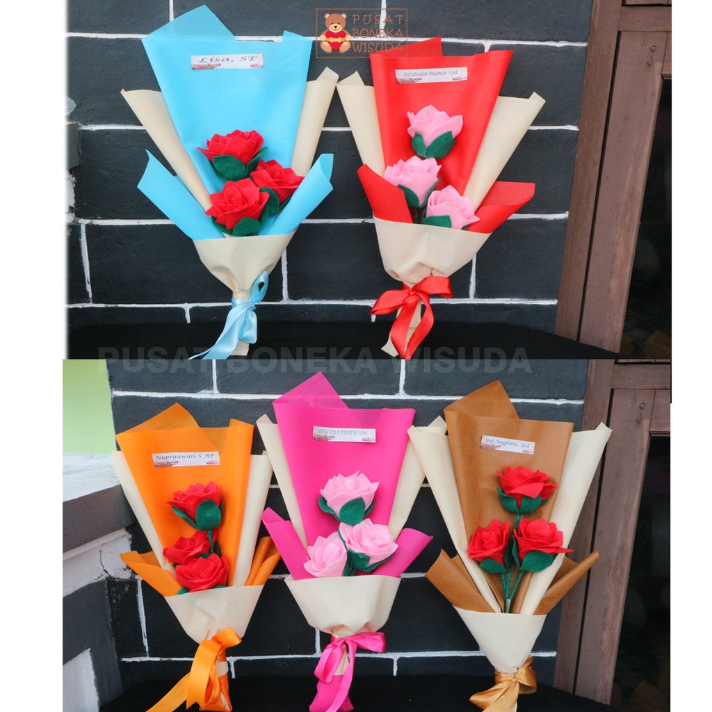 Buket bunga Flanel Tangkai Bucket ultah kado Grosir Hadiah Bunga Mawar anniversary valentine pacar