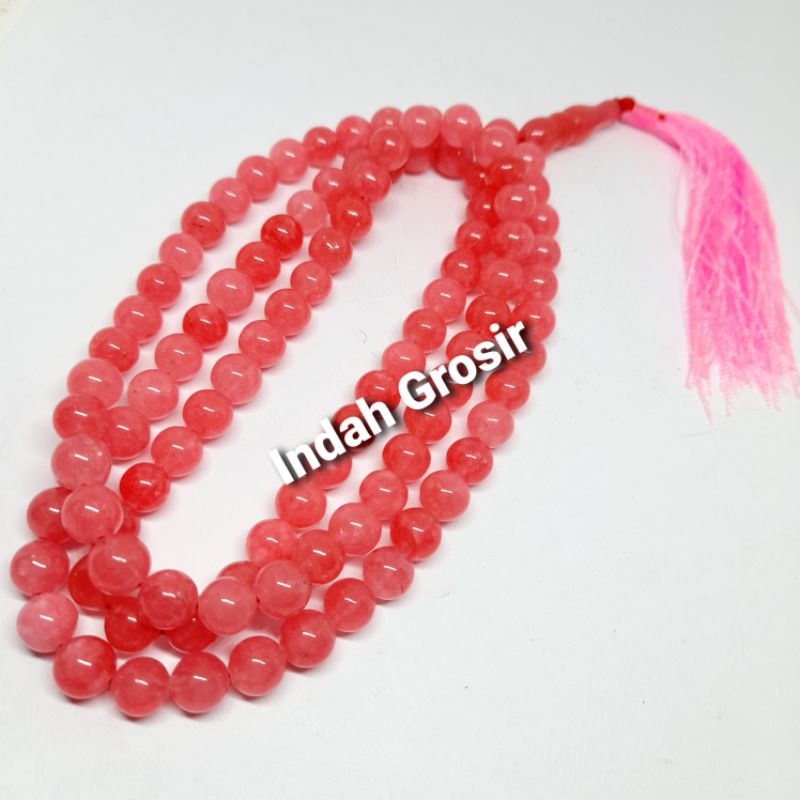 TASBIH BATU PINK ROSE 8MM 99 BUTIR