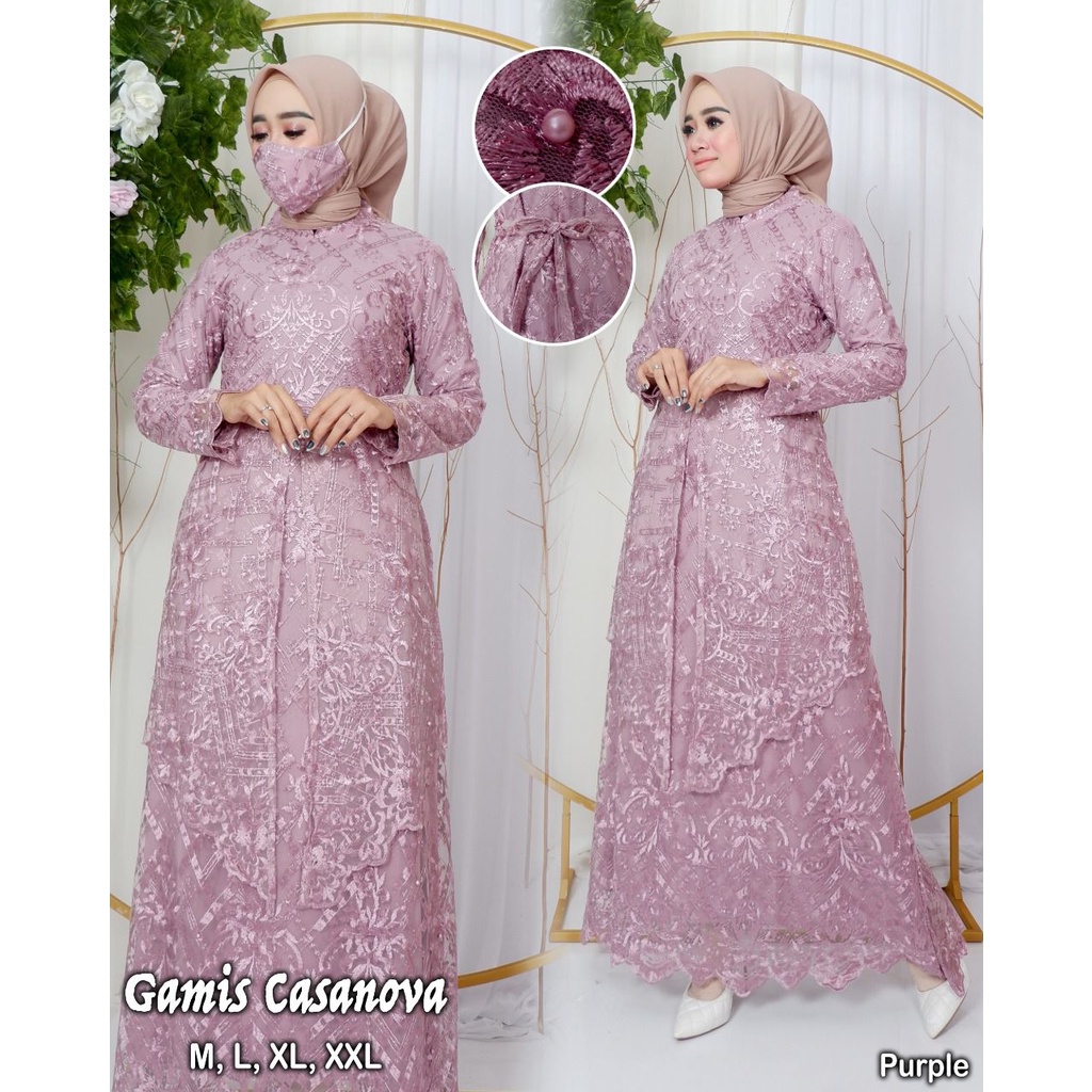 Kadai.baju / Gamis twotone cassandra / Gamis tulle brukat / Gamis pesta wanita