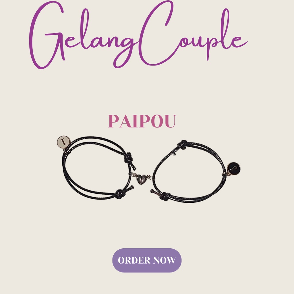 Gelang Magnet love couple inisial bulat