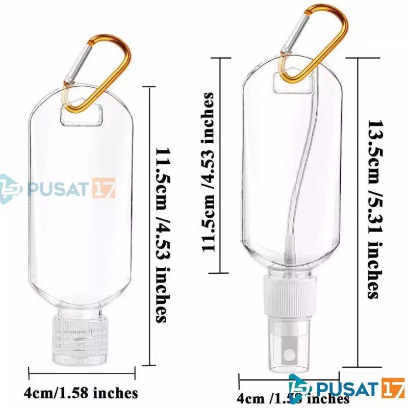 Botol Sanitizer + GRATIS GANTUNGAN | Tempat Handsanitizer Gel Gantung Tas | Botol Plastik PVC 60ml