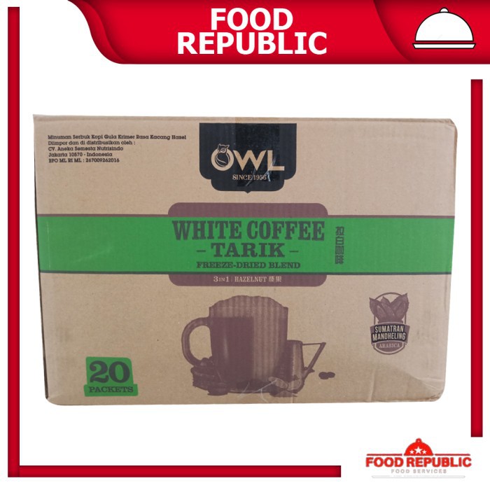 OWL WHITE COFFEE RASA HAZELNUT TARIK 3 IN 1 SACHET SUMATRAN ARABICA