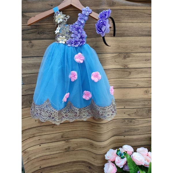 Dress party anak free bando