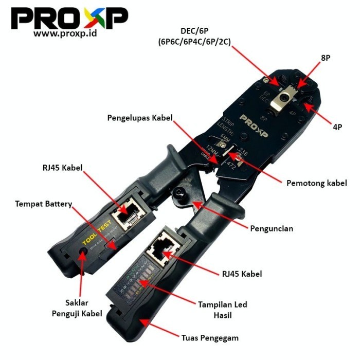 Crimping Tools / Tang RJ45 + Kabel Lan Tester HIGH QUALITY CTL3-04 Pro