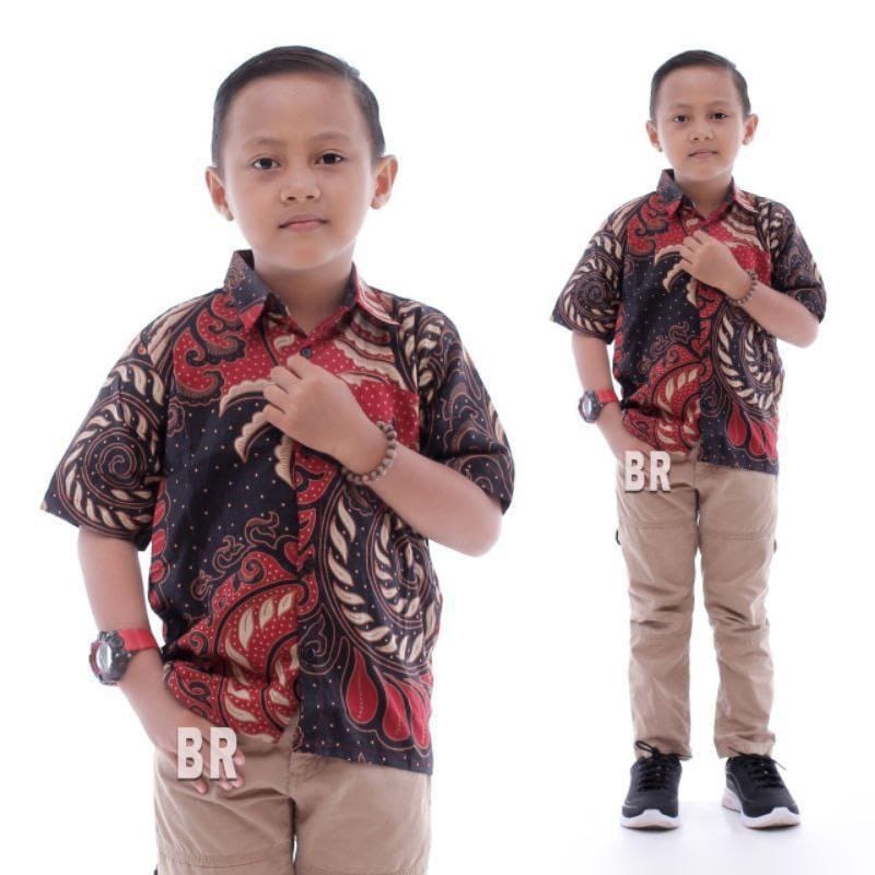 KEMEJA BATIK COUPEL AYAH ANAK MOTIF USER MERAH