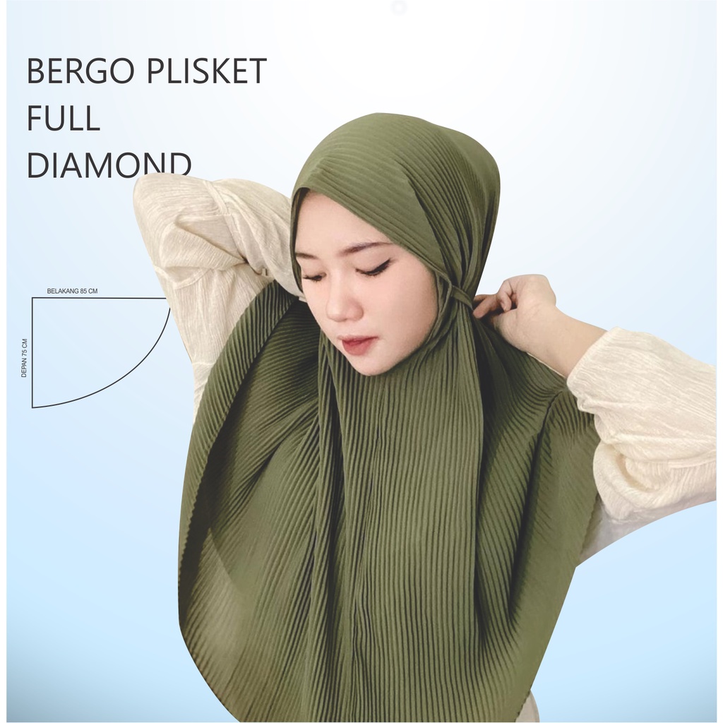 Jilbab Bergo Maryam Plisket/Jilbab Syria /Bergo Plisket Full Diamond Gratis Ongkir