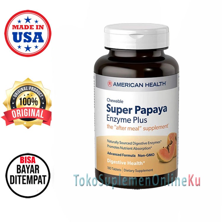 Jual American Health Super Papaya Enzyme Plus Chewable Tablets Sakit Maag Gerd Asam