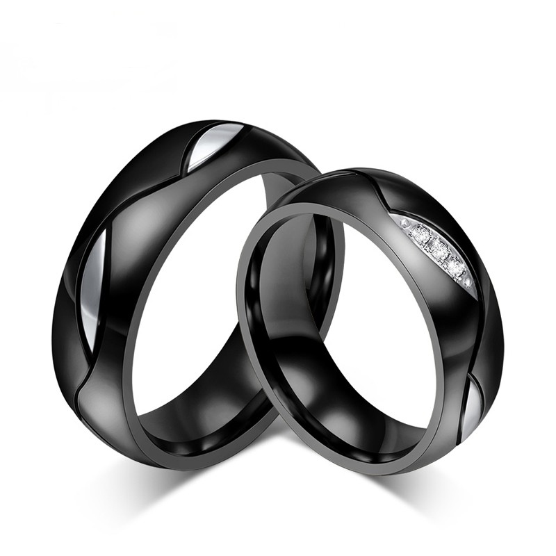 Cincin Couple / Tunangan / Nikah / Pasangan / Titanium Hitam C017B