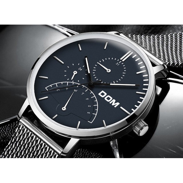 JAM TANGAN PRIA DOM LUXURY BRAND WATCH MULTI FUNGSI SPORT WATERPROOF TALI MESH BELT ANTI AIR