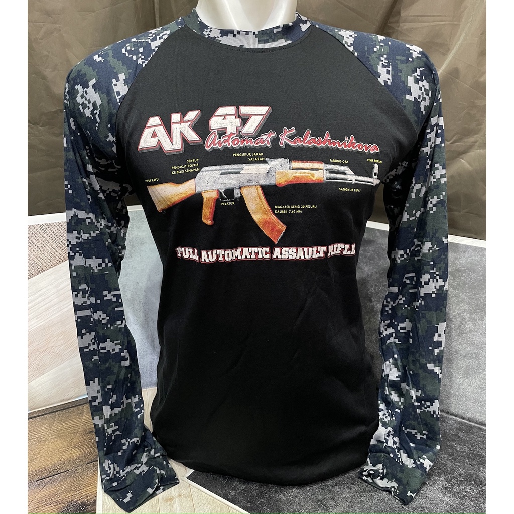 Kaos Raglan Panjang Navy Seals AK | Kaos Raglan Loreng | Kaos Loreng Navy Seals | Kaos Loreng Digital Biru