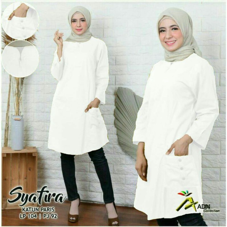 Baju Wanita Tunik Silvia  Fashion Muslim Atasan Tunik Bahan Katun Paris Adem Dan Halus