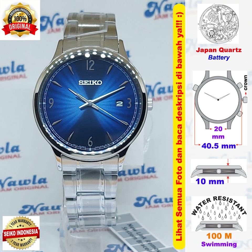 Seiko Quartz SGEH89P1 Blue Dial - Jam Tangan Pria SGEH89