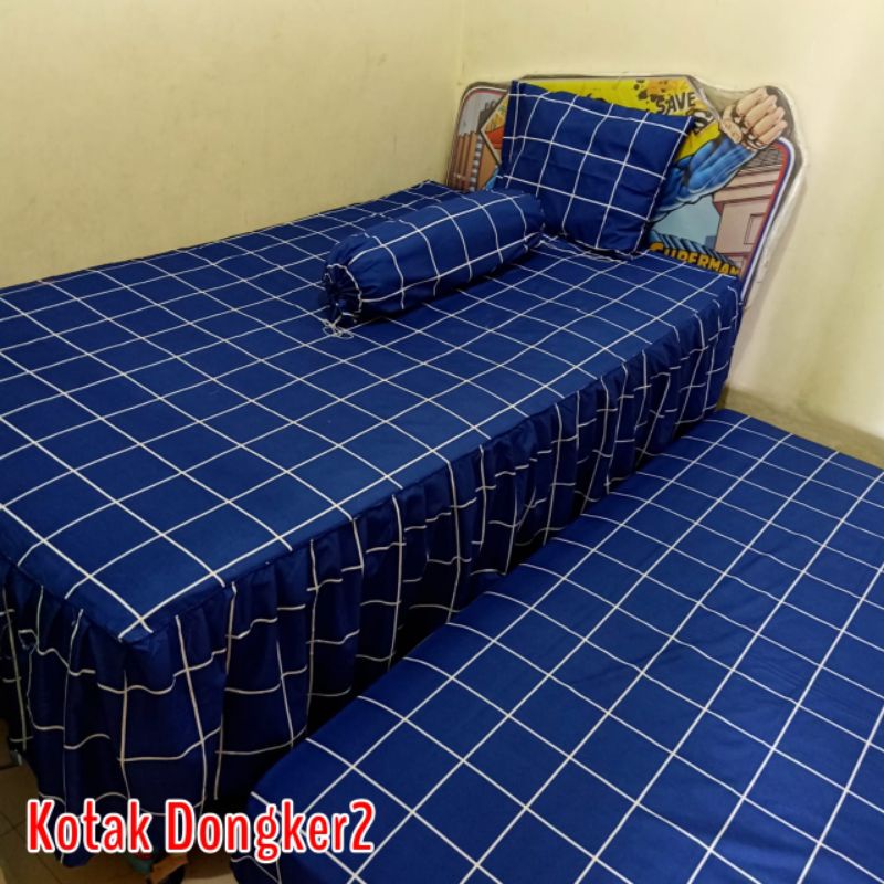 Sprei Bed Sorong Kotak Dongker2