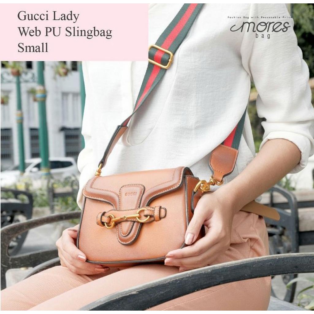 Mores Tas Selempang Bahu Wanita Lady Web Small PU Leather Vintage Semi Premium / Woman Slingbag