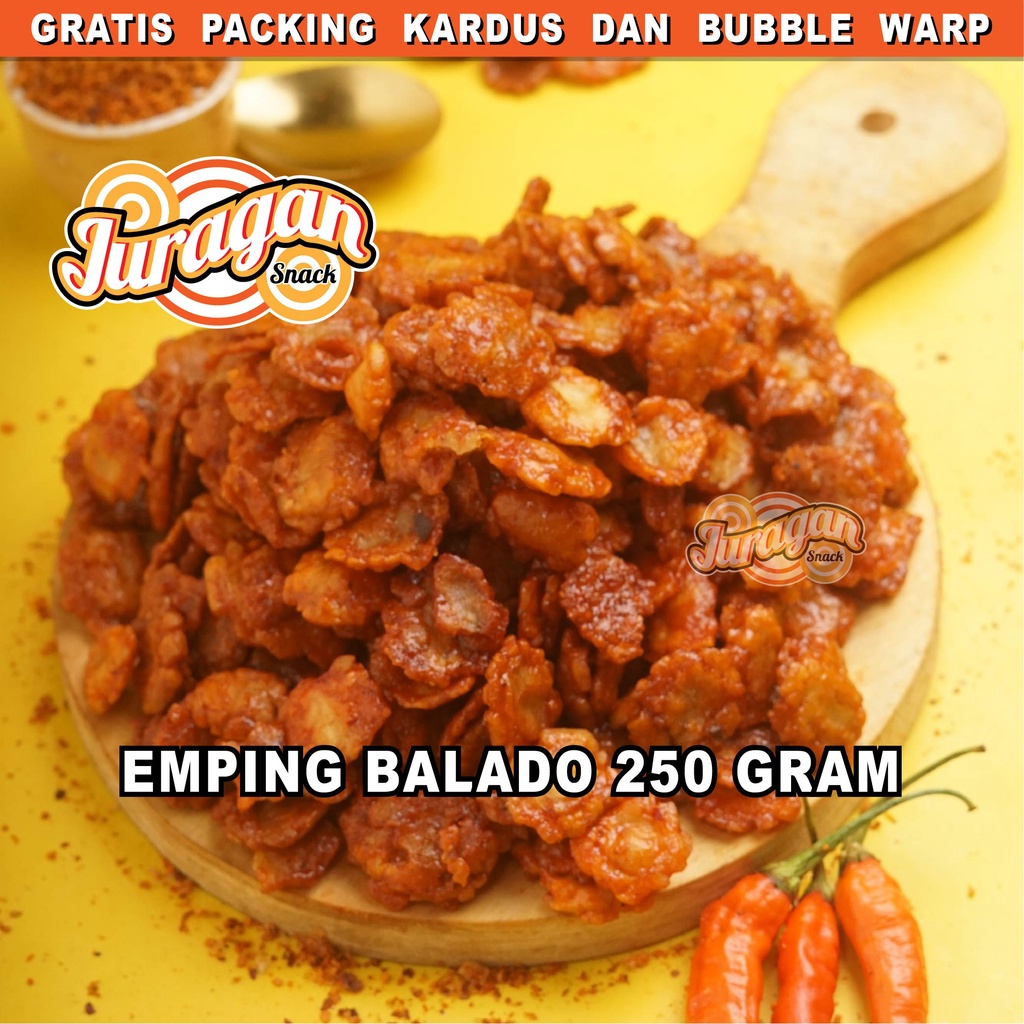 EMPING MELINJO PEDAS 250 gram snack kiloan makanan ringan jajanan cemilan camilan pedas manis asin gurih murah