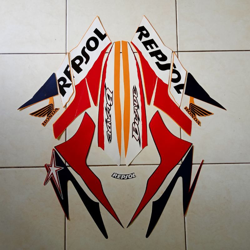 promo/Stiker Striping Body Motor Blade Repsol 110 2009 Orange