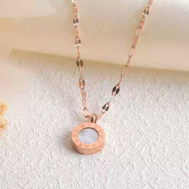 GG Kalung Angka Romawi Rantai Ulir Titanium lapis Emas 18k#KL-186RU