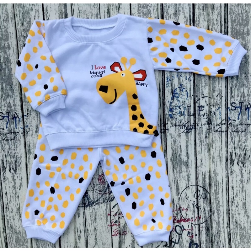 PROMO 7.7 Setelan joger bayi motif jerapah joger bayi sweater usia 3-12 bulan DNW BABY