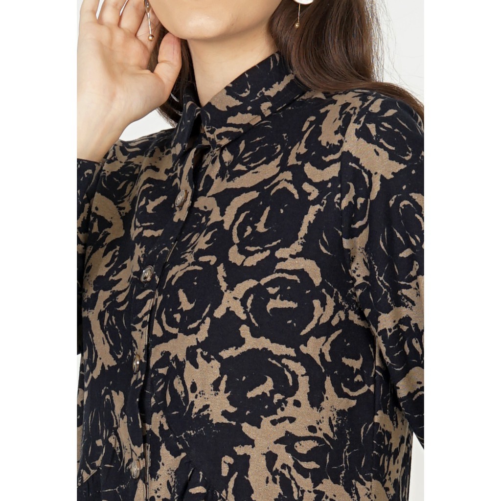 LKJ1920  Novel Mice - Gamis | Ethnic Gamis Floral Abstract Khaki