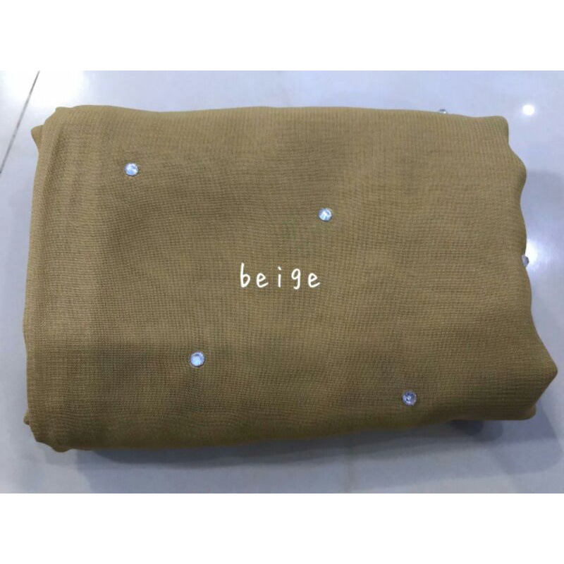 HIJAB SEGIEMPAT SWAROSKI 1KG MUAT 11 PCS-Beige