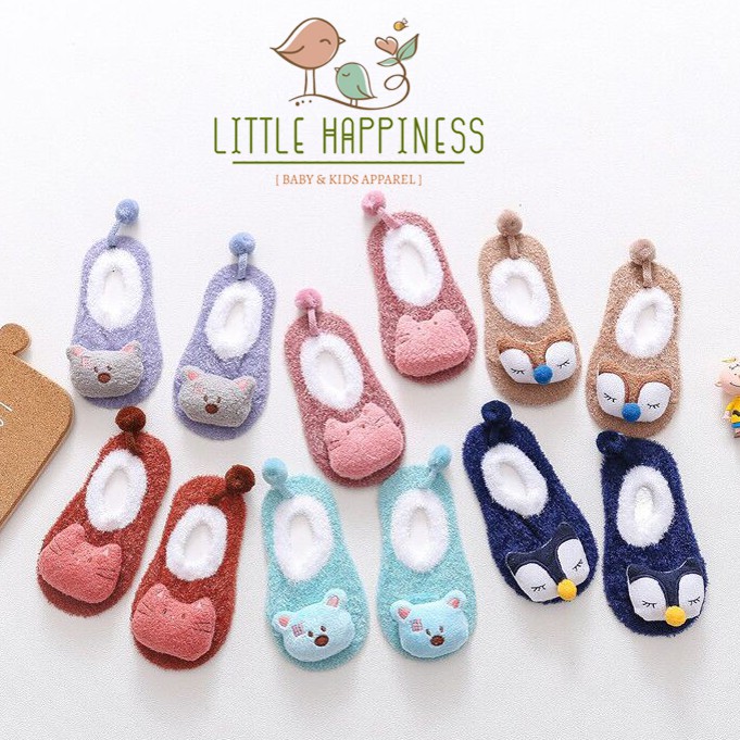 Kaos Kaki Fleece Bayi Fluffy Bulu Lembut Anti Slip Socks Motif Cute / Kaos Kaki Bayi Import