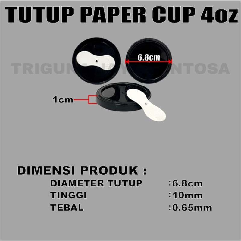 Tutup Paper Cup 4oz 120ml Per Pack Hanya Lid Tutup n Sendok Saja