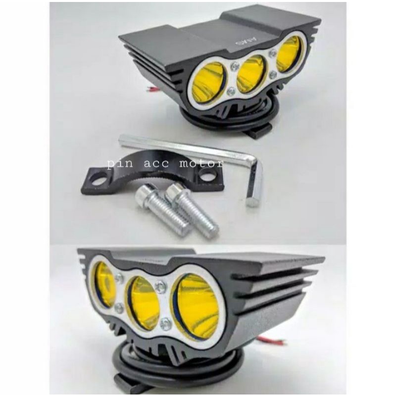 Lampu Tembak Sorot Motor Mobil LED CREE Mini Owl Ultrafire 3 Mata bahan censi led putih/led kuning