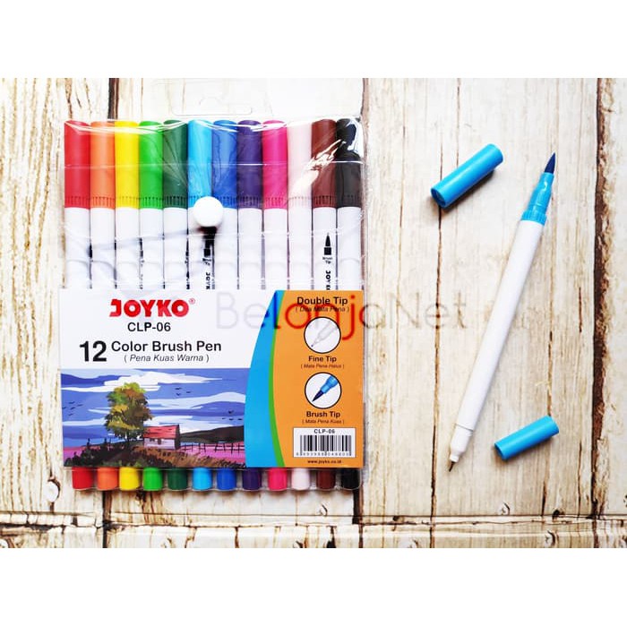 Color Brush Pen / Pen Kuas 12 warna Joyko CLP-06 (Set Brush Pen + Color Pen)