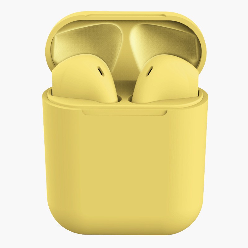 Headset Bluetooth inpods  i12 TWS Wireless Earphone  Bluetooth Earbuds Matte Macaron Android IOS-i12 yellow