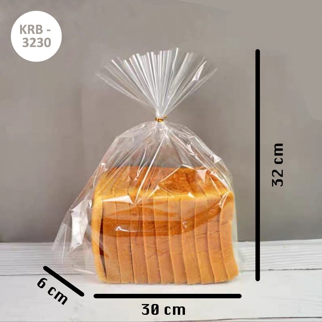 

Plastik packaging roti tawar KRB-3230 / plastik bening (-+100pc ) / plastik polos