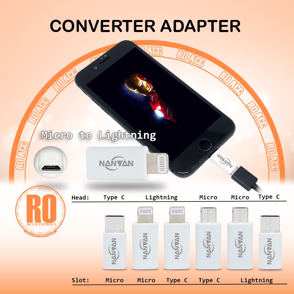 [RO ACC] NVN-C1 NANVAN SAMBUNGAN KONEKTOR CONVERTER MICRO USB TO LIGHTING USB