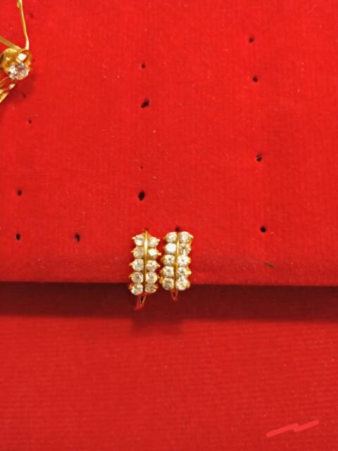 Anting jepit anak dan dewasa emas asli kadar 700 70% 22 1 satu g gr gram gold ubs permata batu