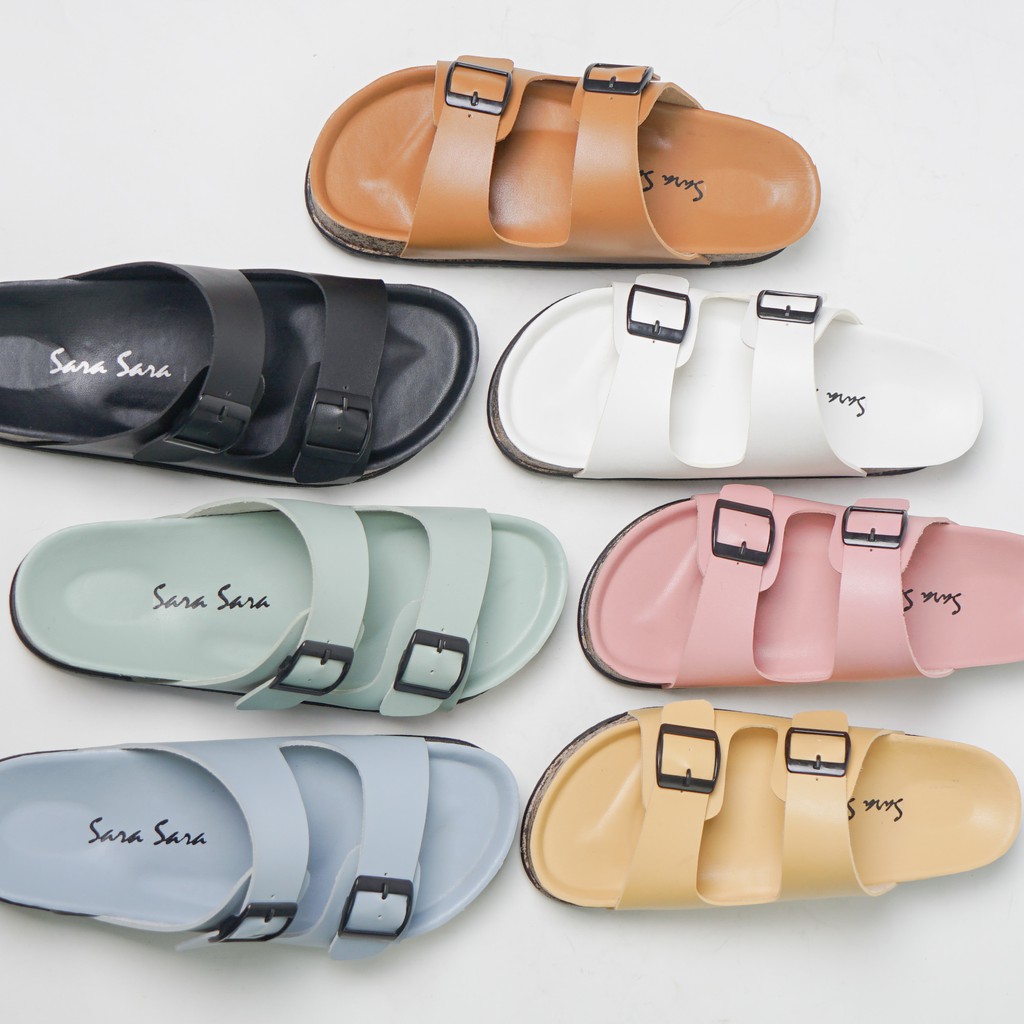 Sara Sara JINNY Sandal wanita casual sandal slop puyuh kekinian model birken ban dua