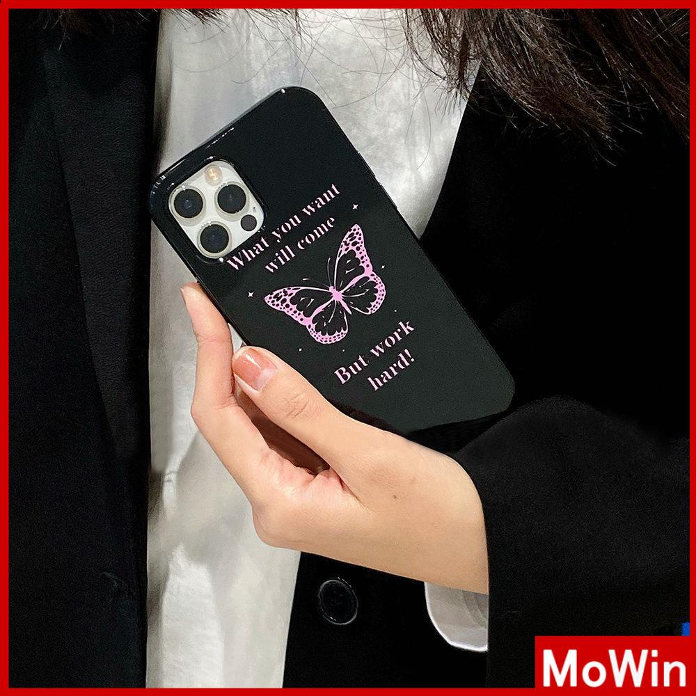 iPhone Case Silicone Soft Case Black TPU Glossy Big Hole Camera Protection Shockproof Pink Butterfly For iPhone 13 Pro Max iPhone 12 Pro Max iPhone 11 Pro Max iPhone 7Plus