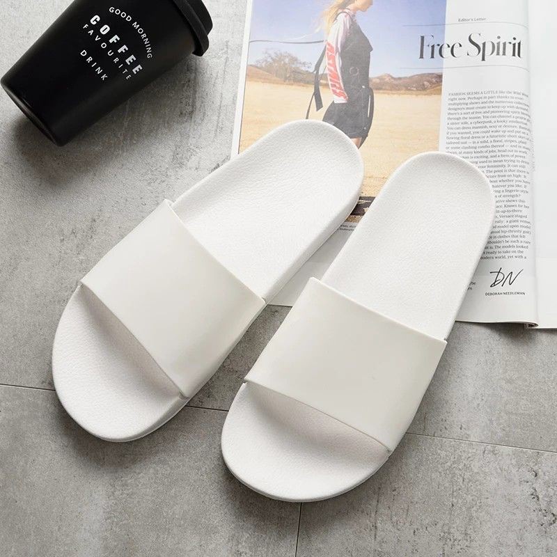 white slip on slides