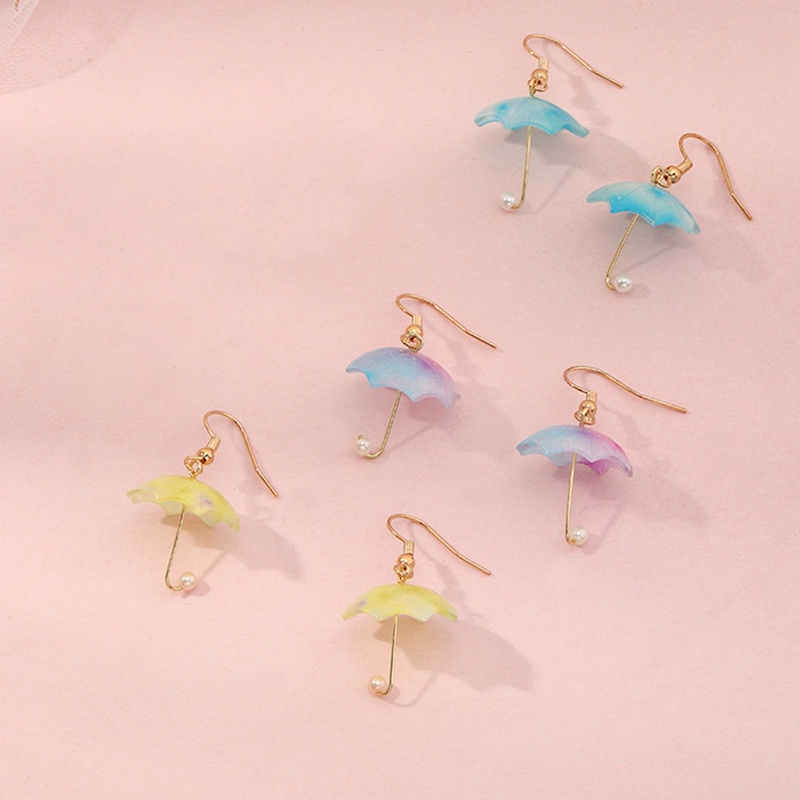 Anting 925 Silver Needle Bentuk Payung Hati Gaya Hong Kong Untuk Wanita
