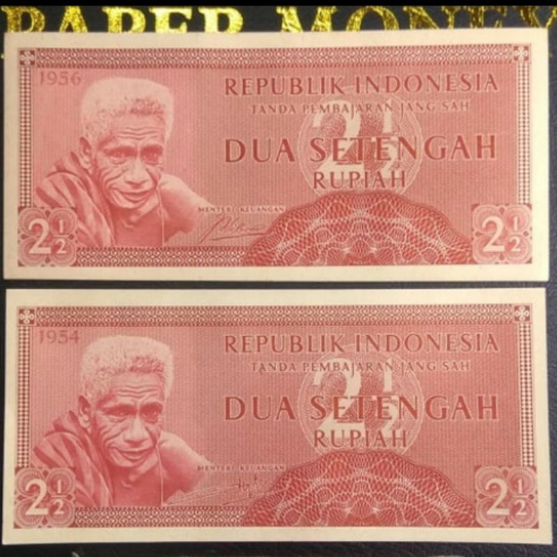 UANG SET EMISI TAHUN LENGKAP Rp 2 1/2 SUKU BANGSA 1954 &amp; 1956 GRESS