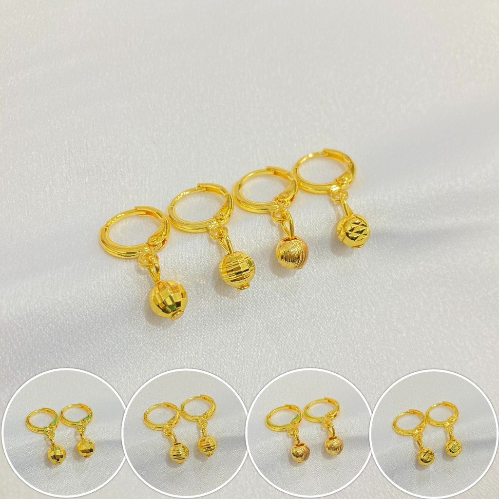 Anting Bola Kerawang Lapis Emas 24 Karat Aksesoris Perhiasan