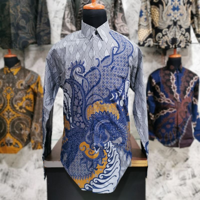 Batik kemeja pria lengan panjang lapis furing batik bahan katun primish reguler ABK01