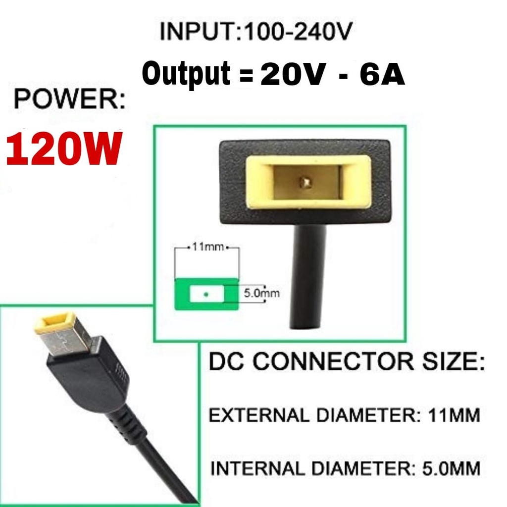 ADAPTOR CHARGER LENOVO PC ALL IN ONE 20V 6A 120W PA-1121-72 USB Compatible Lenovo G510, G510A, Y70-70 B4040, B4030, C5030 A7300, M700Z ALL-IN-ONE