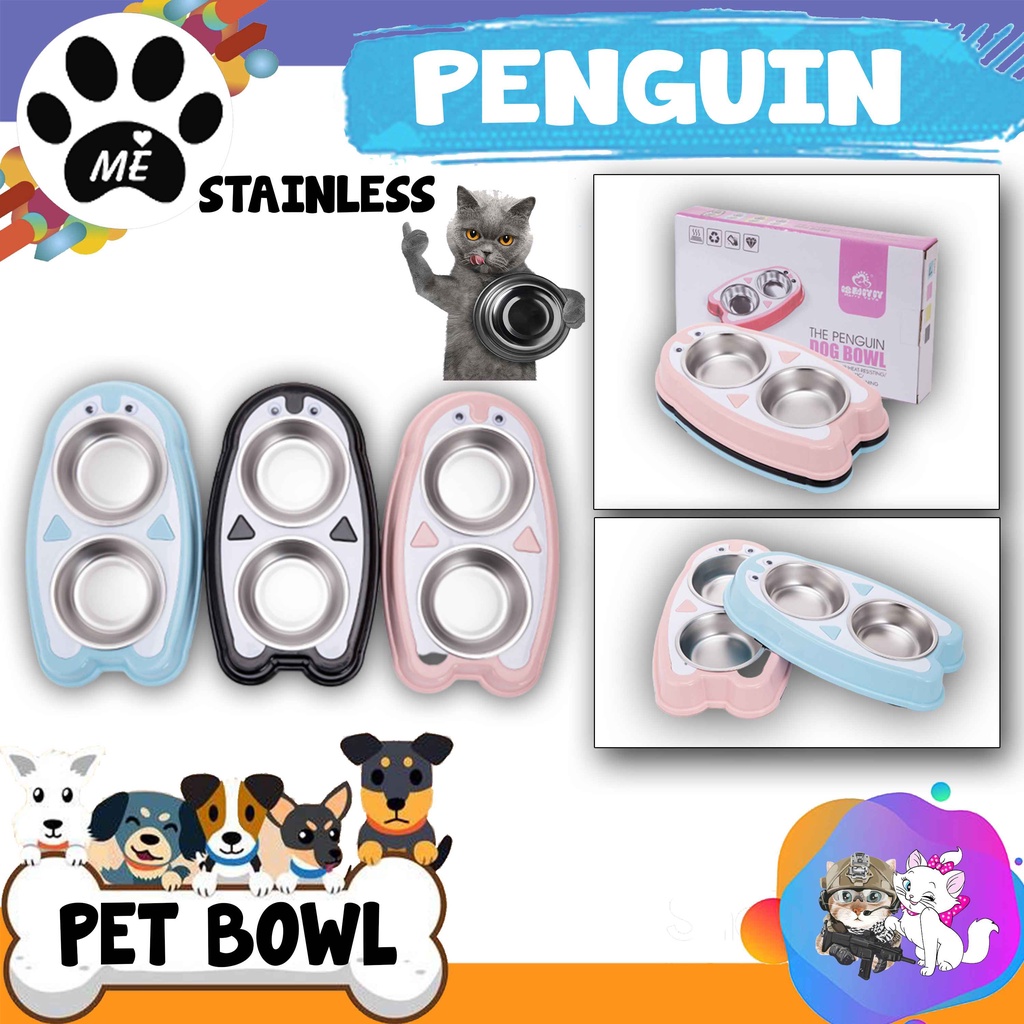 Pet Bowl &quot;PENGUIN STAINLESS&quot; Tempat Makan Minum Hewan