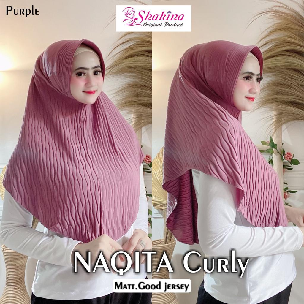 Jilbab Instan Bergo Naqita Curly Plisket Ori Shakina Hijab-PURPLE
