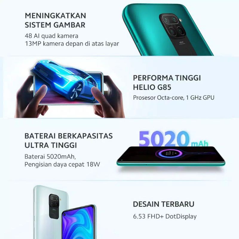 Xiaomi Redmi Note 9 RAM 6GB/128GB 13MP depan 48MP kamera belakang layar 6.52 inci hp Garansi 1 Tahun