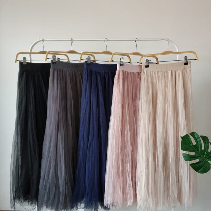 Rok Import Polos Mekar Ngembang Maxi Panjang Hongkong Bangkok China - Merah Muda