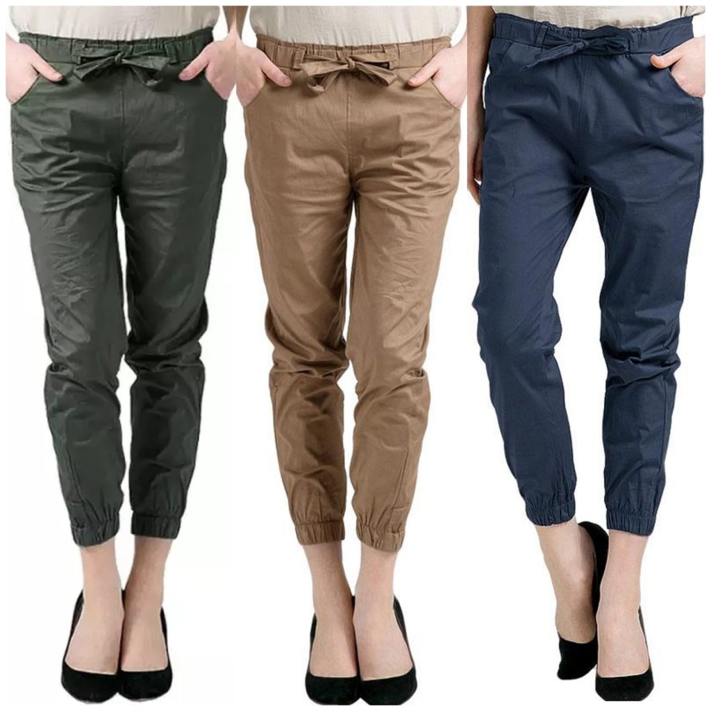 Jogger Pants Katun  Celana  Joger  Wanita Murah Shopee 