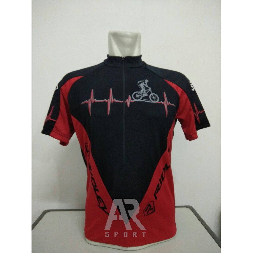 Jersey Sepeda Ridley Hitam Merah Lengan Pendek