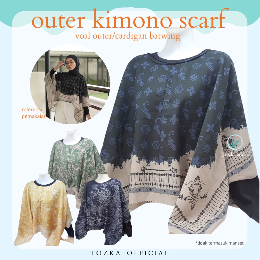 Outer scarf kimono I Kardigan motif lasercut I Outer batwing Tozka