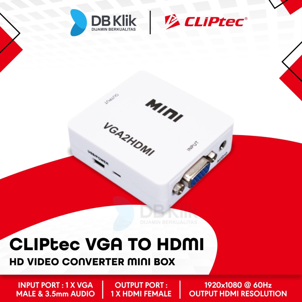 Converter CLIPtec Mini Box CL-CV VH VGA TO HDMI FHD 1080P